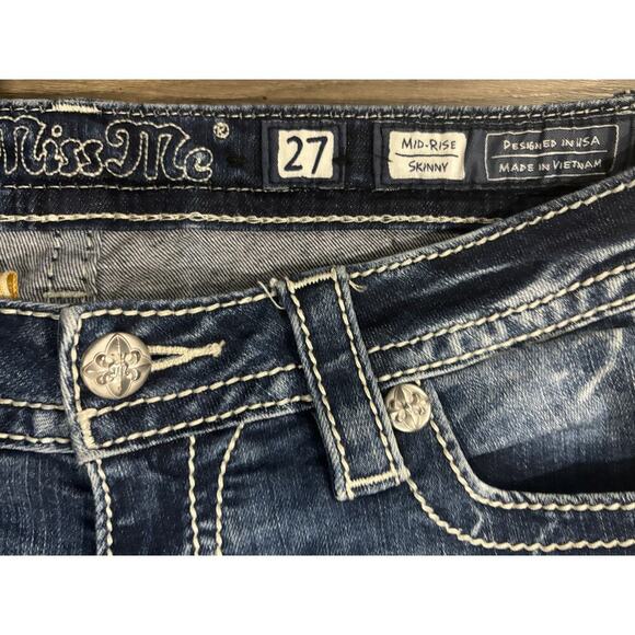 Miss Me Mid Rise Skinny white tab jeans 27 - Picture 6 of 7